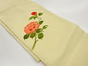 塩瀬金彩花葉模様名古屋帯